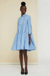 Robe chemise à volants - Bleu