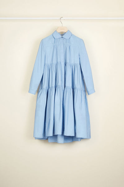 Bleu Robe chemise à volants