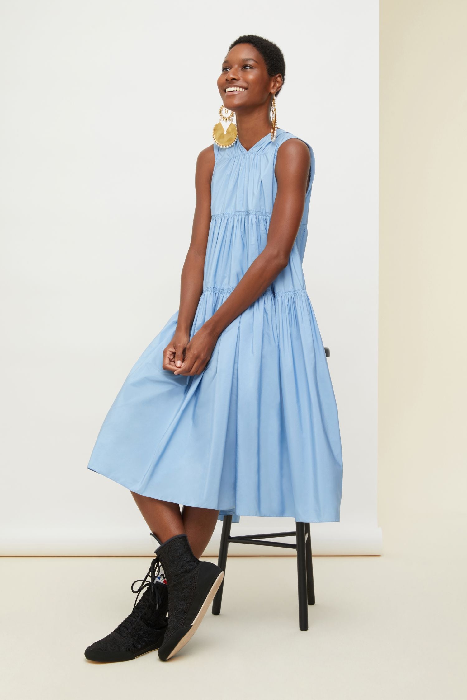 Flounced maxi dress - Blue