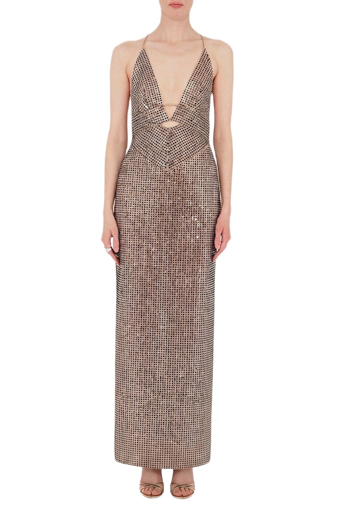 Robe longue Prism à paillettes - Beige
