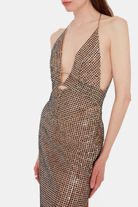Robe longue Prism à paillettes - Beige