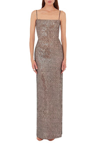 Robe longue Stargaze à paillettes - Beige