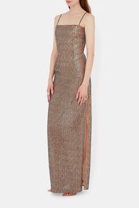 Robe longue Stargaze à paillettes - Beige