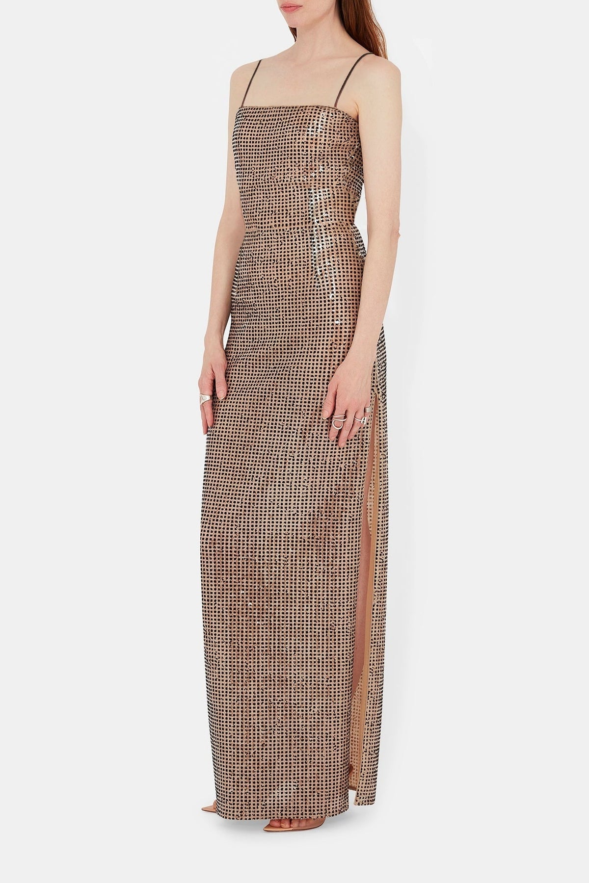 Robe longue Stargaze à paillettes - Beige