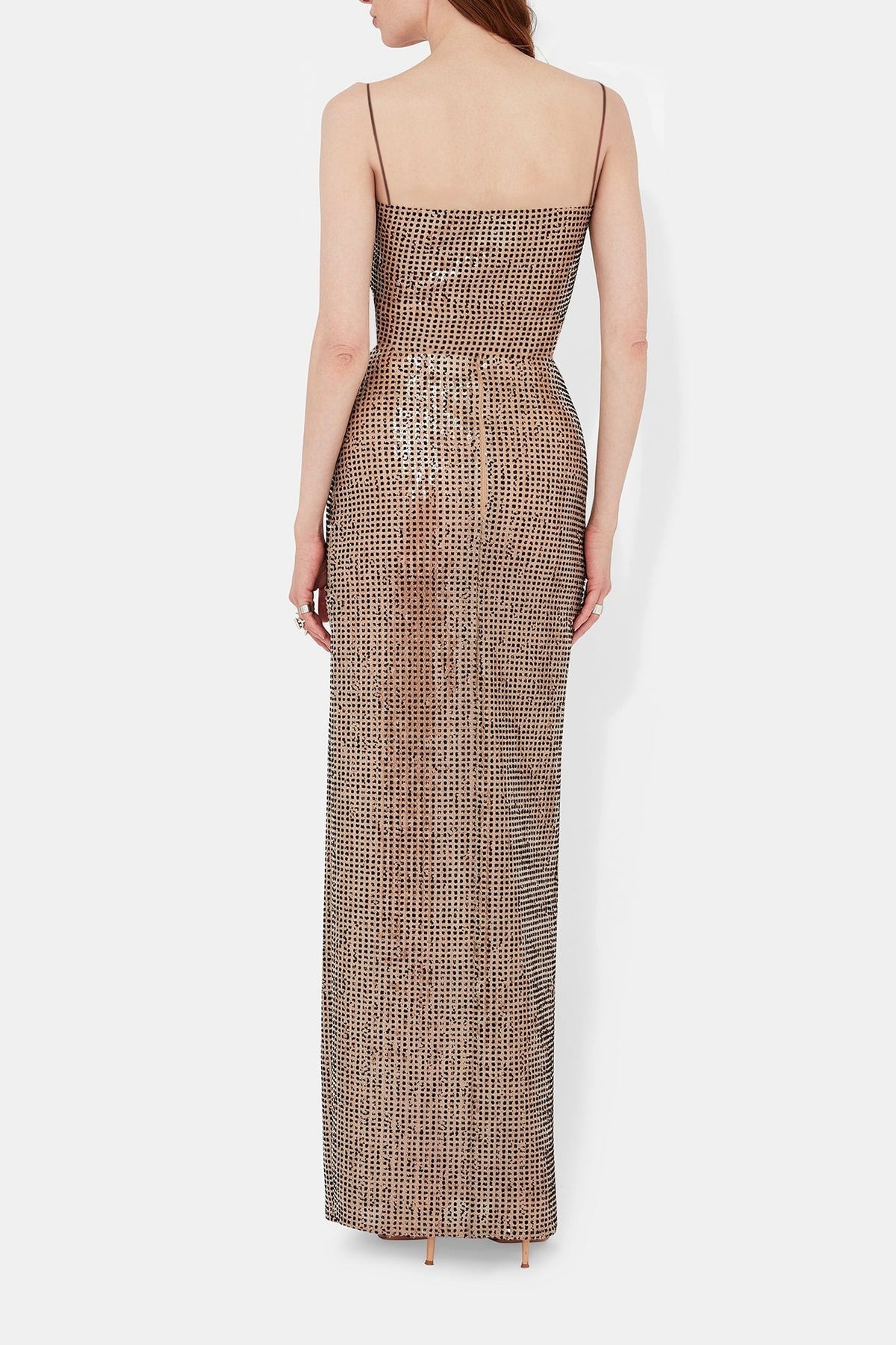 Robe longue Stargaze à paillettes - Beige