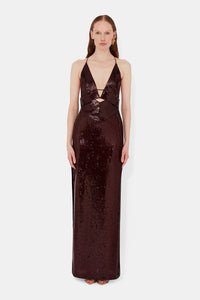 Sequin Prism Dress - Oxblood