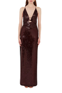 Sequin Prism Dress - Oxblood