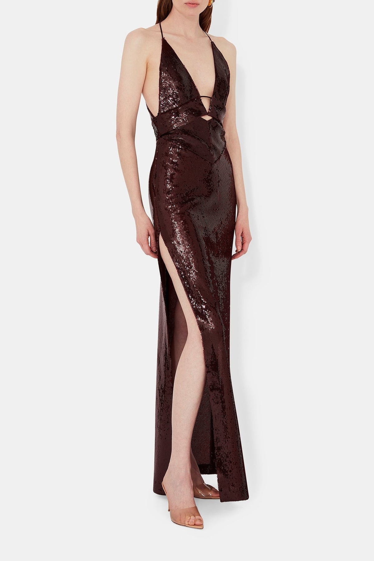 Sequin Prism Dress - Oxblood