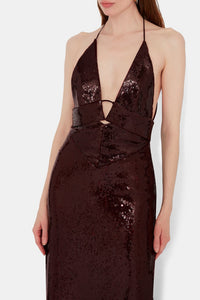 Sequin Prism Dress - Oxblood