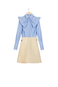 Robe bicolore à col noeud - Vanille & Bleu