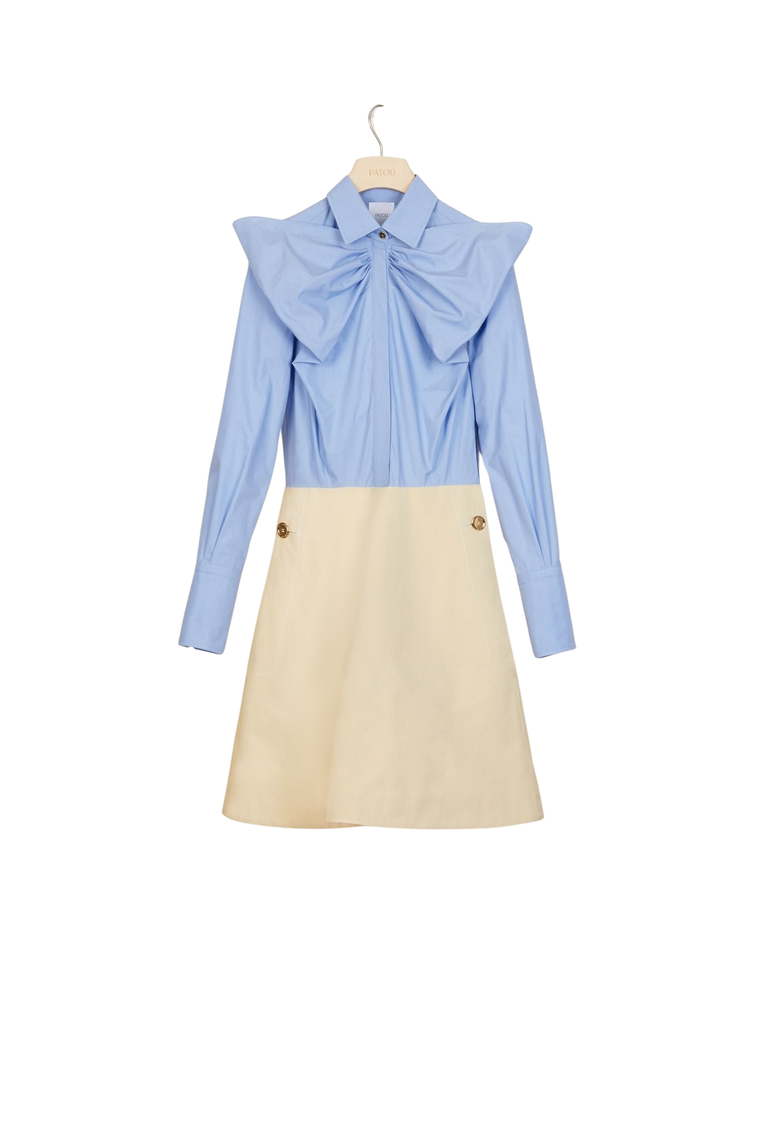 Robe bicolore à col noeud - Vanille & Bleu