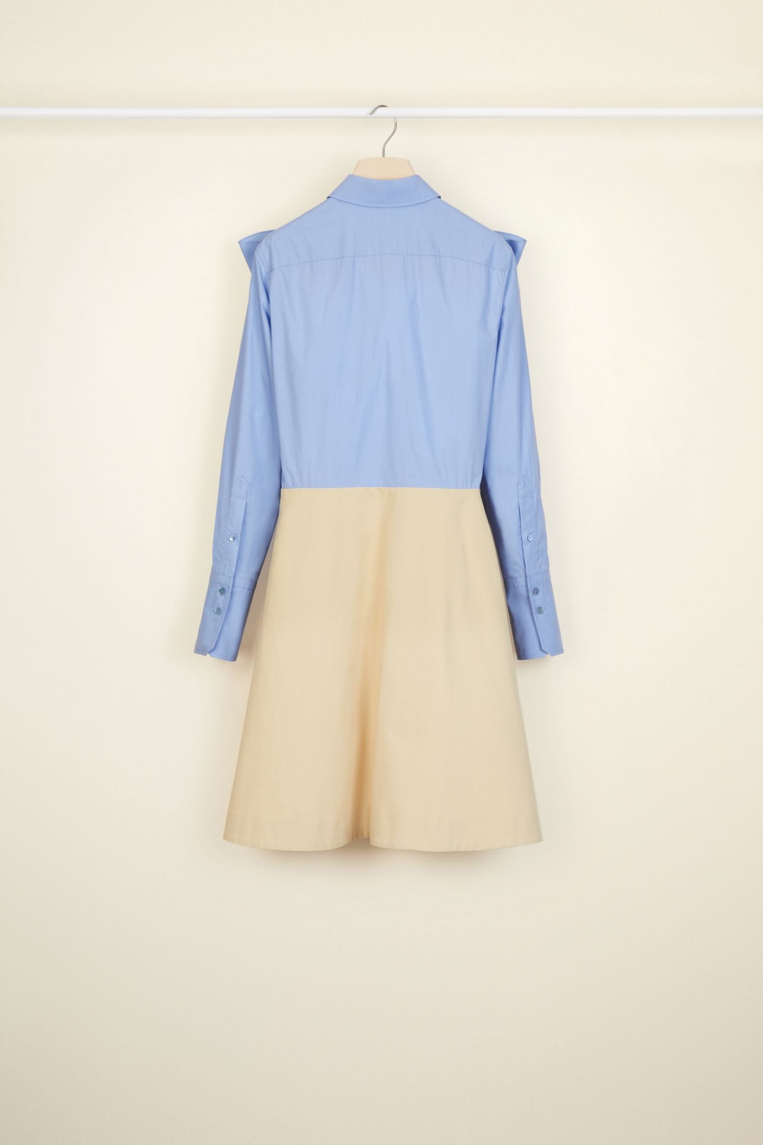 Two-tone dress with bow collar - Vanilla and Blue