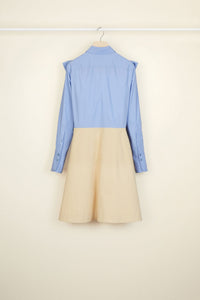 Robe bicolore à col noeud - Vanille & Bleu