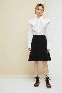 Two-tone dress with bow collar - Black and White