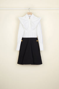Two-tone dress with bow collar - Black and White