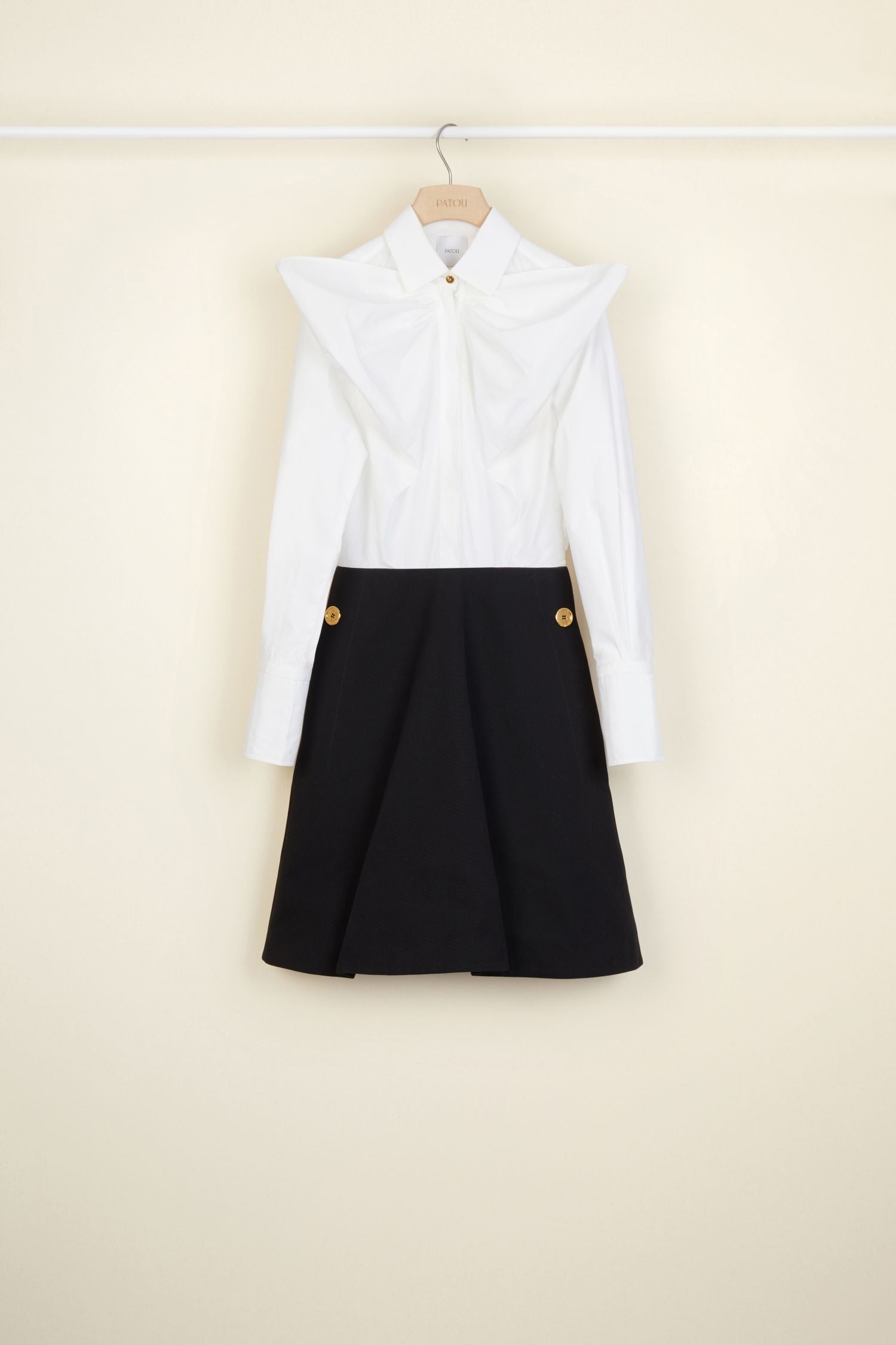 Two-tone dress with bow collar - Black and White