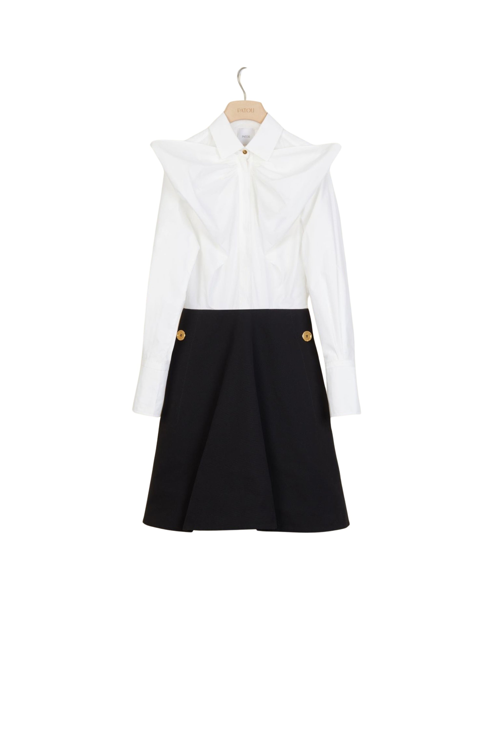 Two-tone dress with bow collar - Black and White