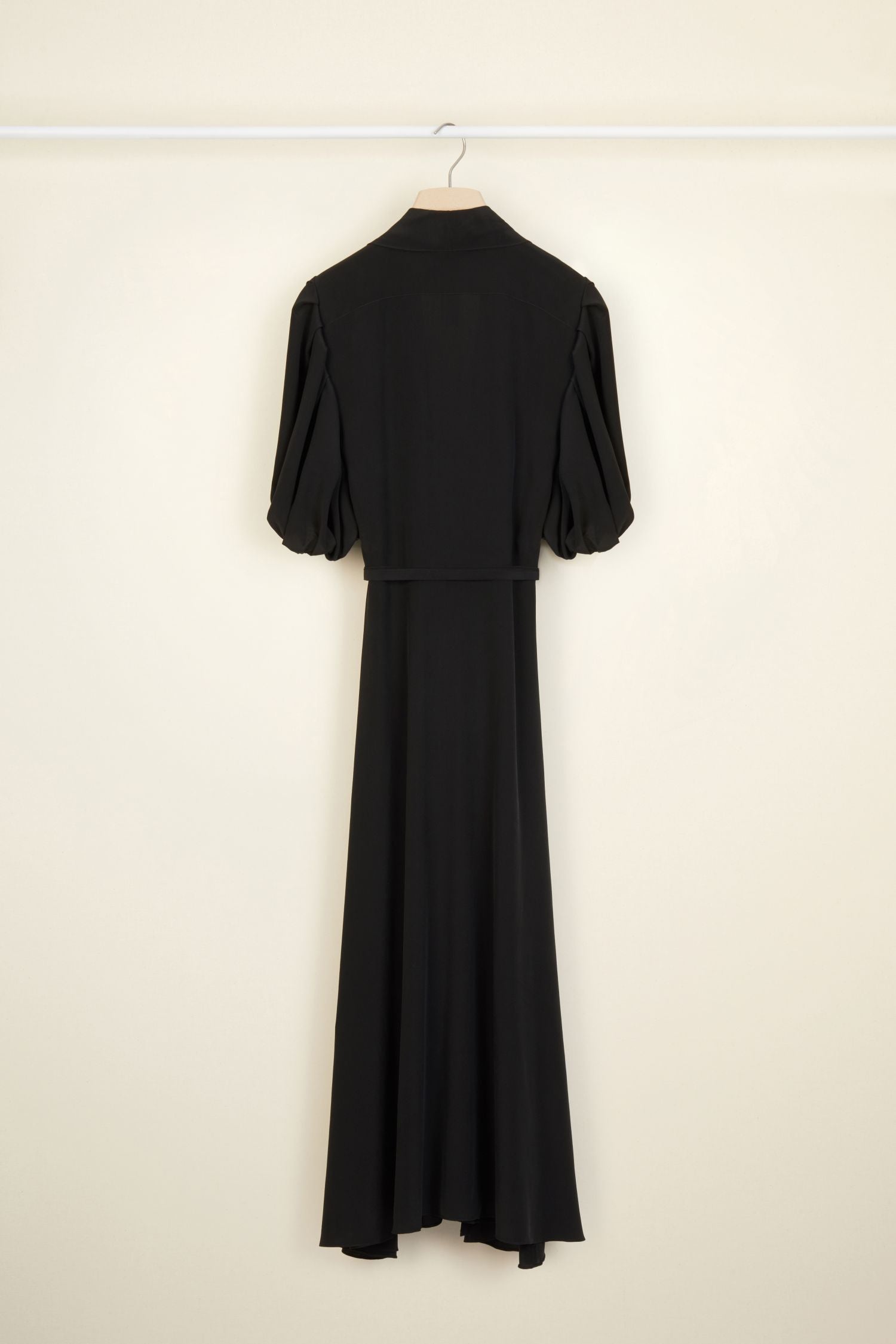 Silk shirt dress with draped collar - Black