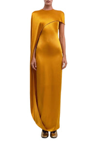 Robe longue Clandestine en satin - Capri Yellow