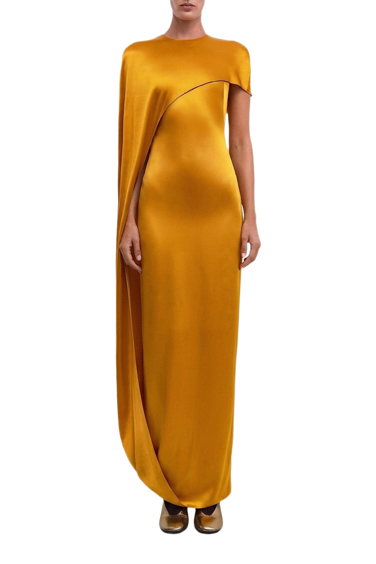 Robe longue Clandestine en satin - Capri Yellow