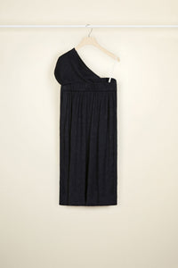 Robe en cloqué à épaule dénudée - Noir