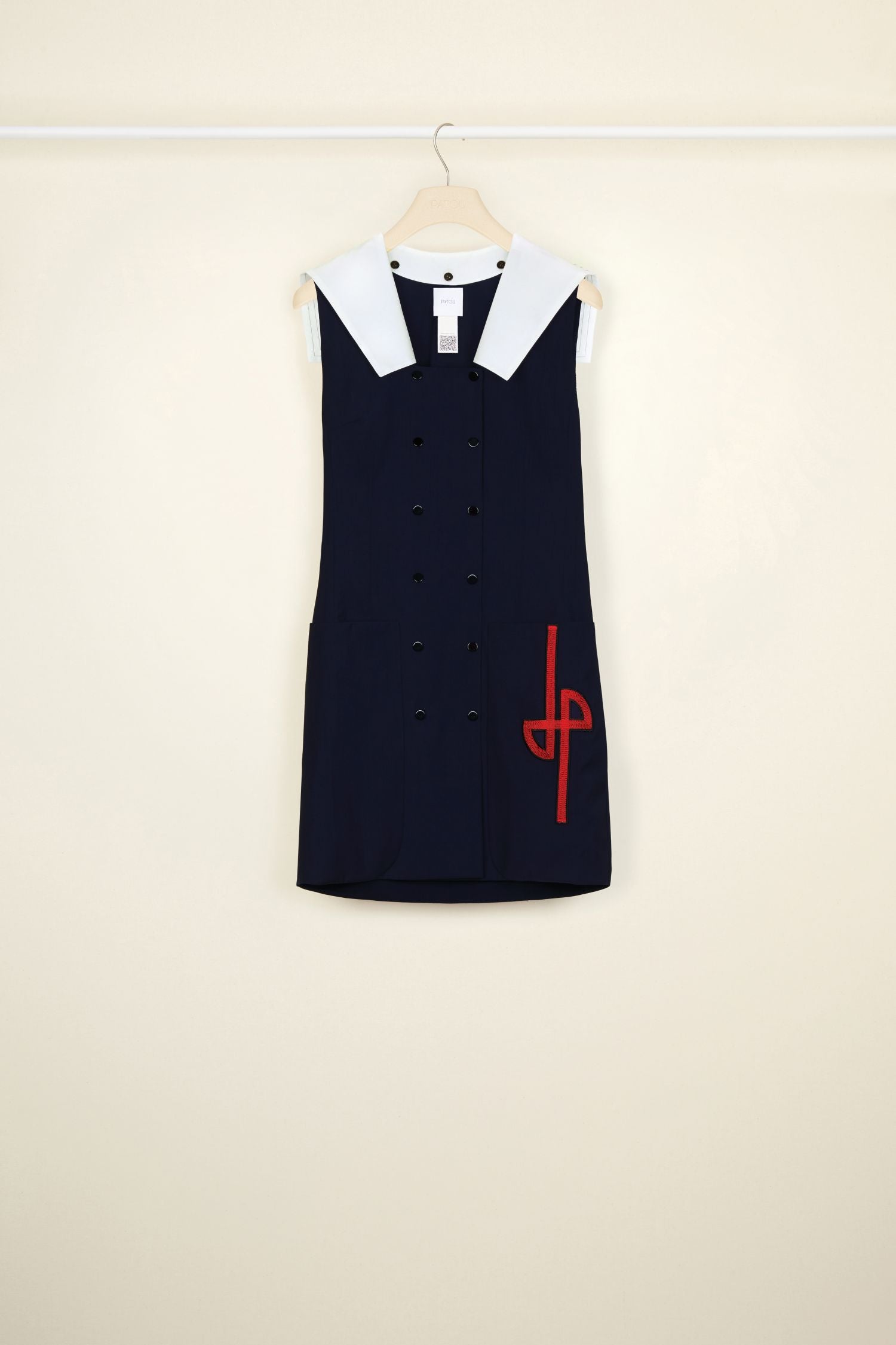 Nautical dress in summer wool - Navy Blue