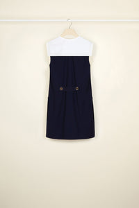 Nautical dress in summer wool - Navy blue