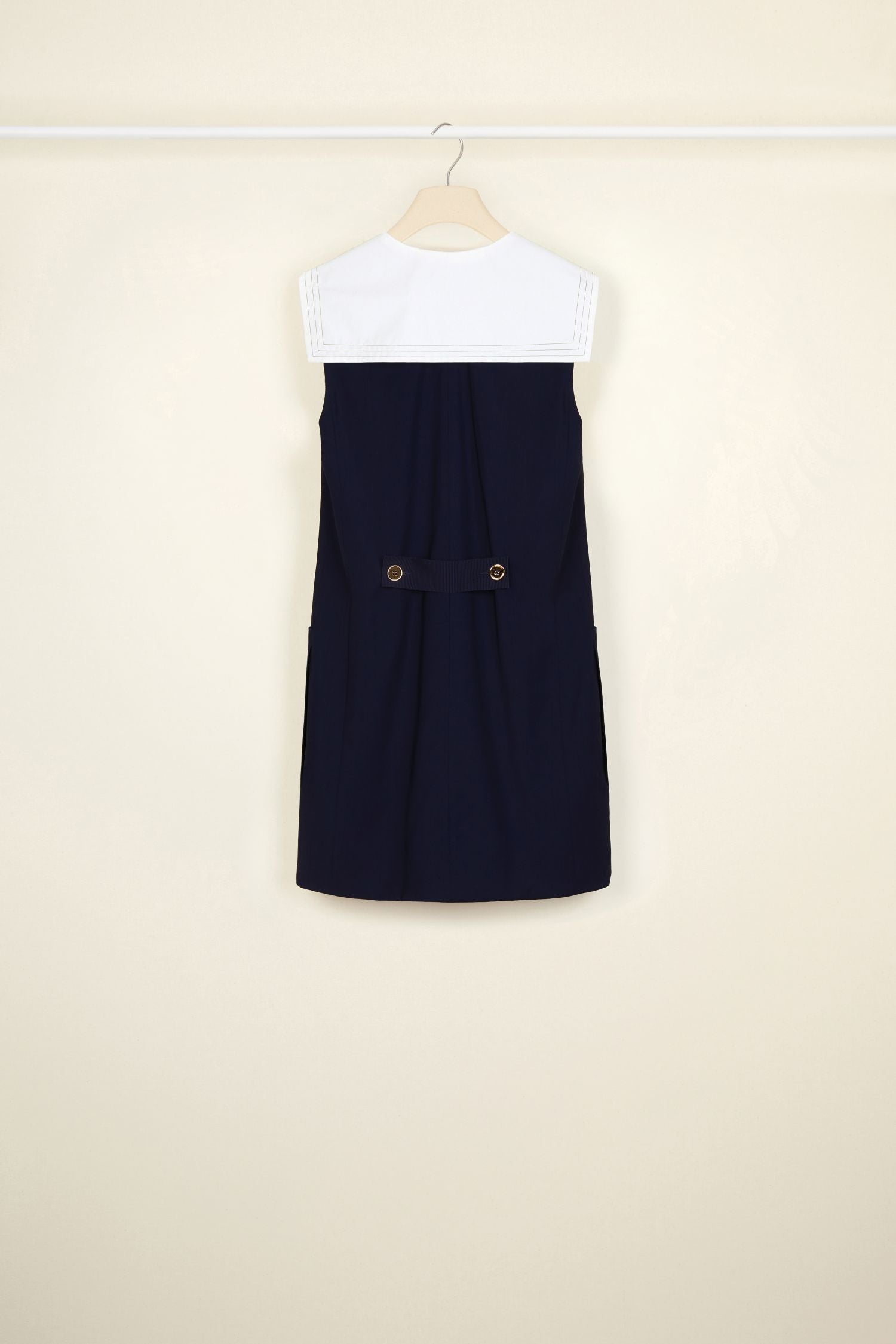 Nautical dress in summer wool - Navy blue
