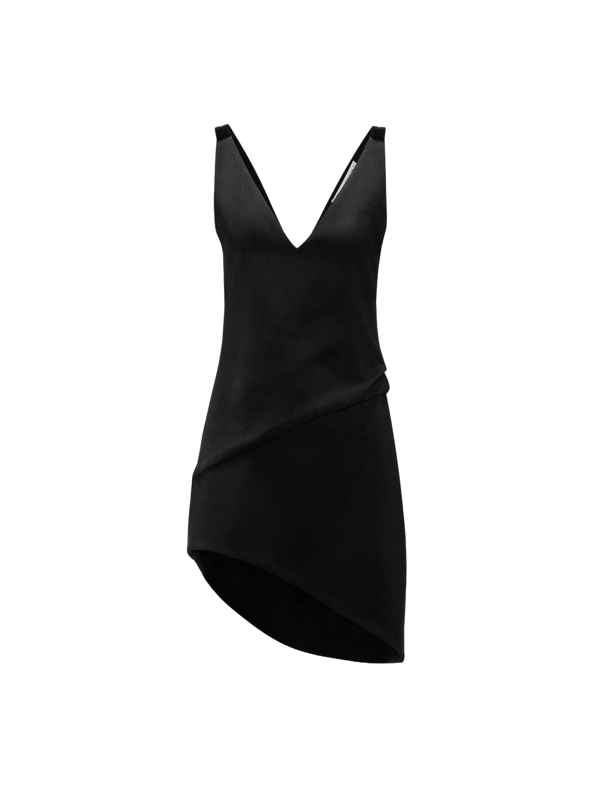 Robe courte à col V en laine mélangée - Black