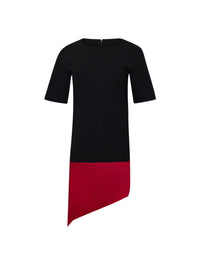 Robe courte à ourlet diagonal - Black & Red