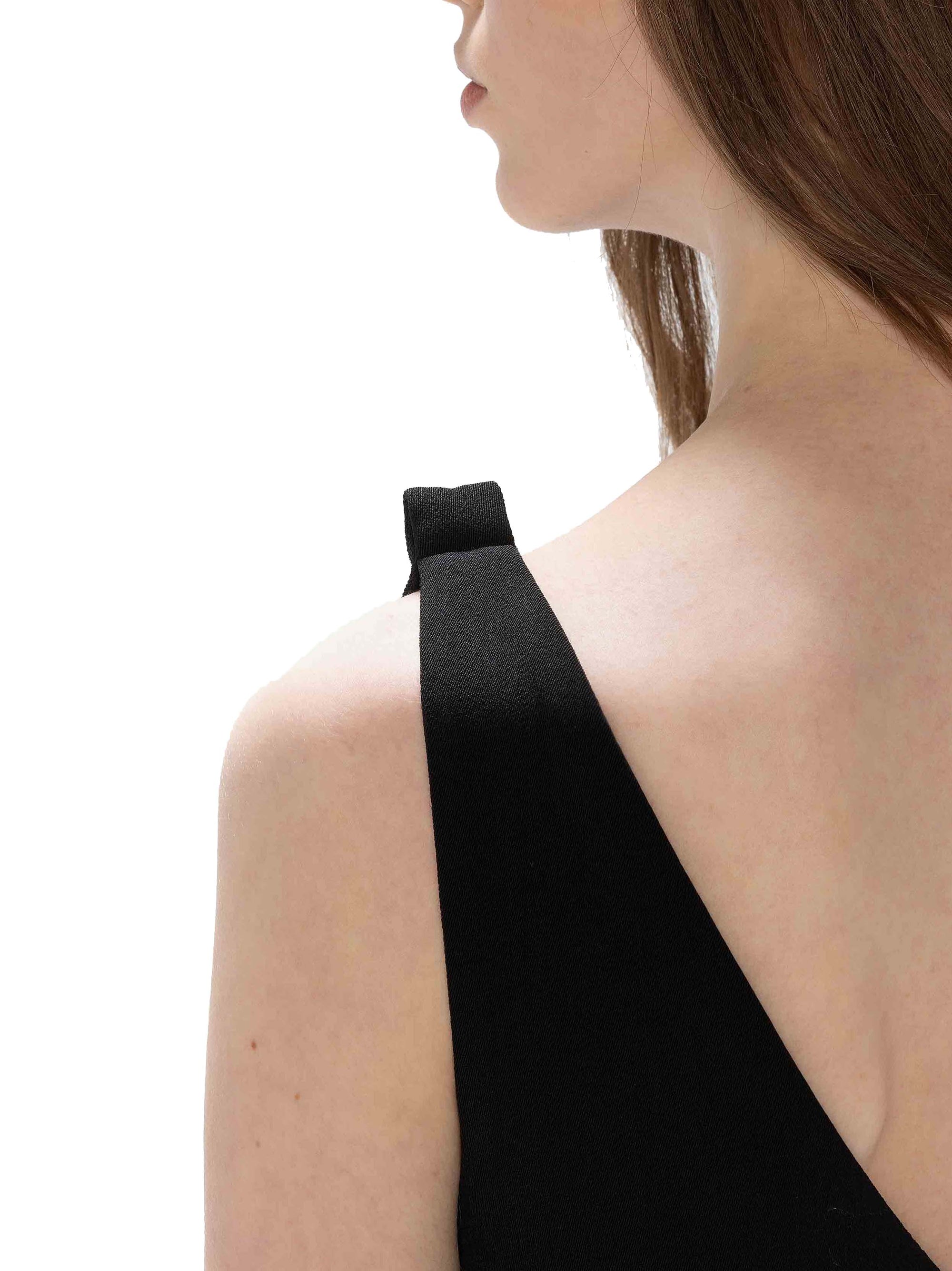 Robe à col V drapé aux épaules - Black