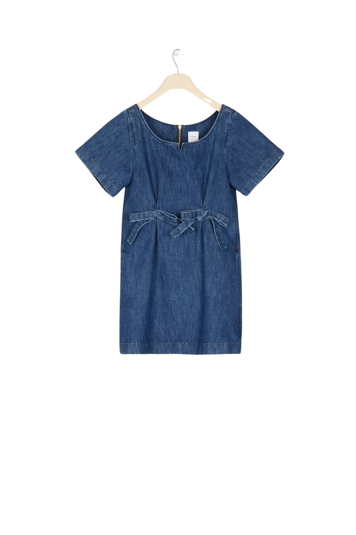 Robe courte en denim à noeuds - Bleu Indigo