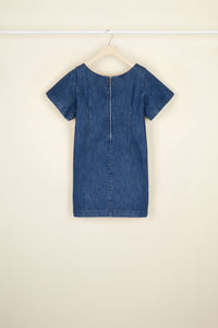 Robe courte en denim à noeuds - Bleu Indigo
