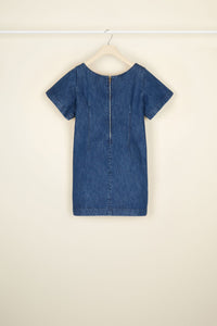 Short denim dress with bows - Indigo Blue