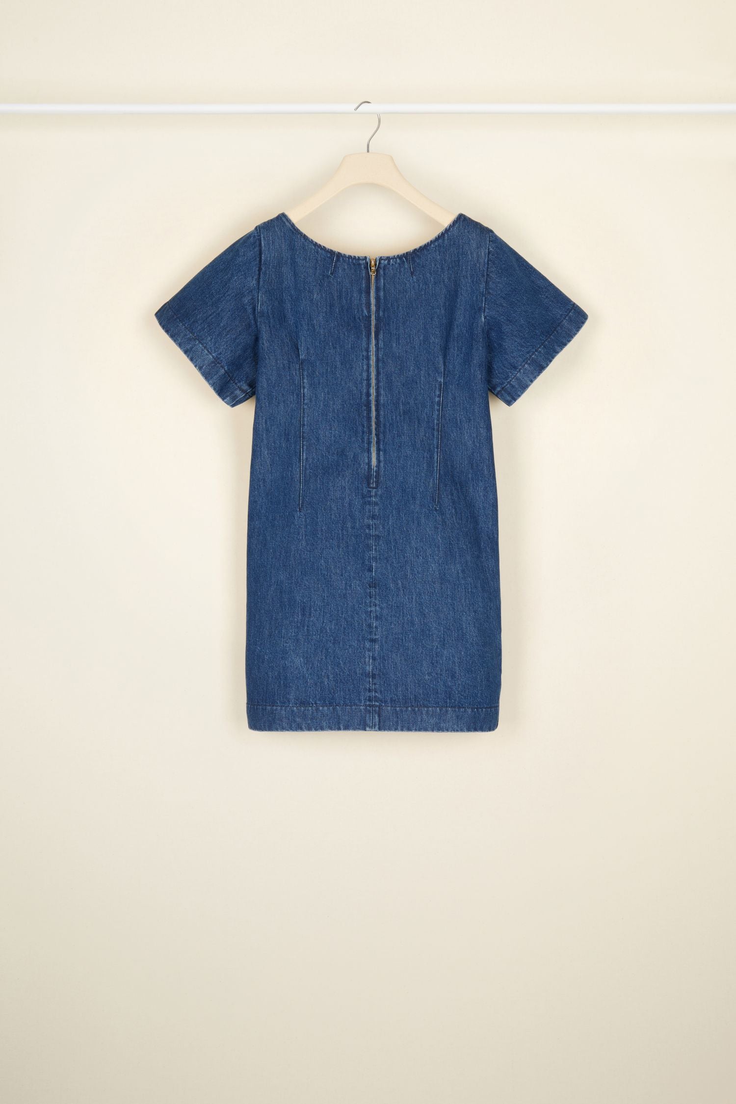 Short denim dress with bows - Indigo Blue