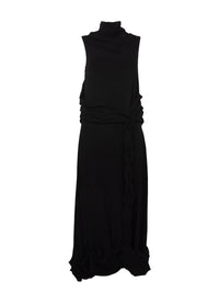 Robe longue sans manches drapée - Black