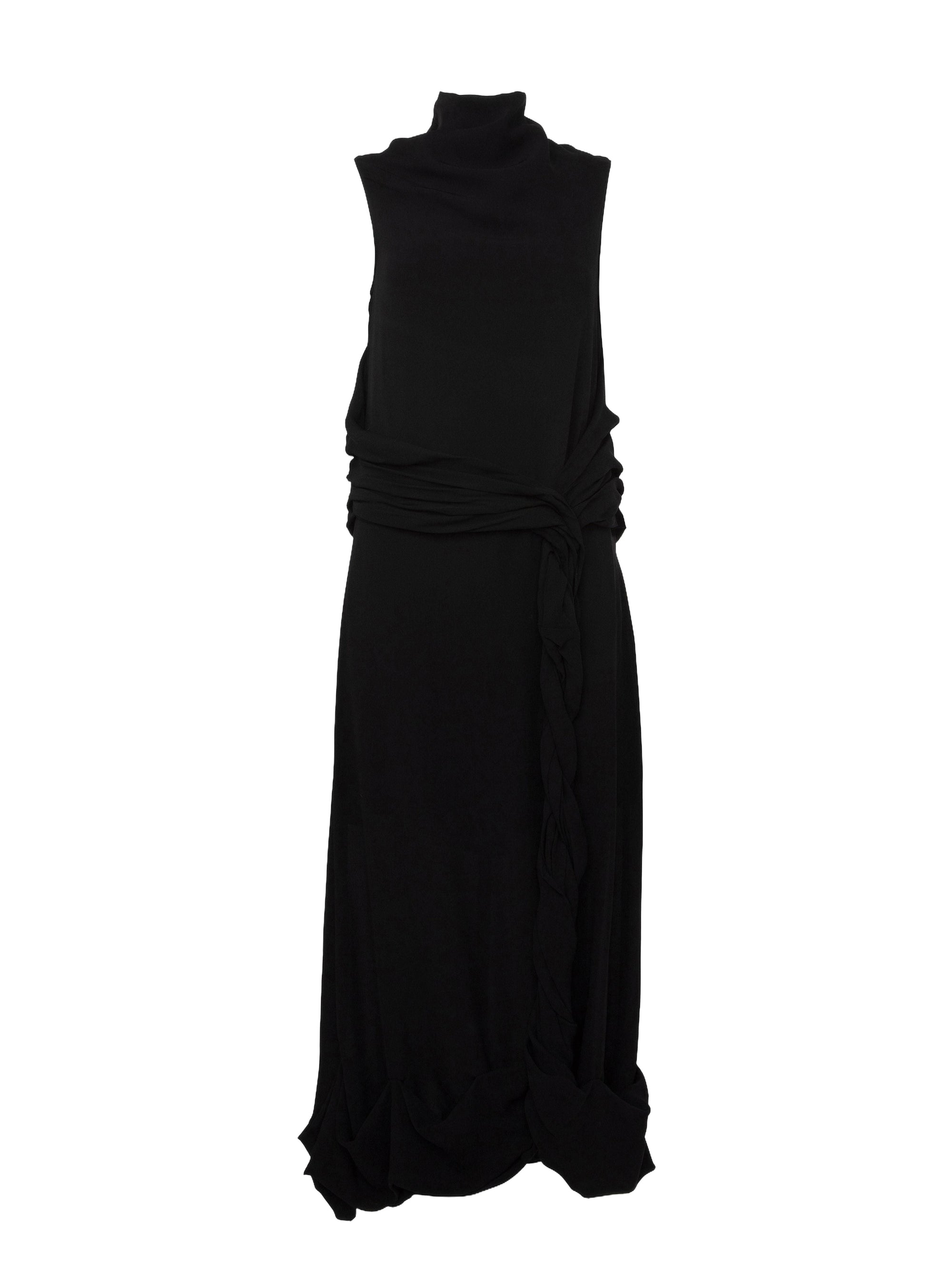 Robe longue sans manches drapée - Black