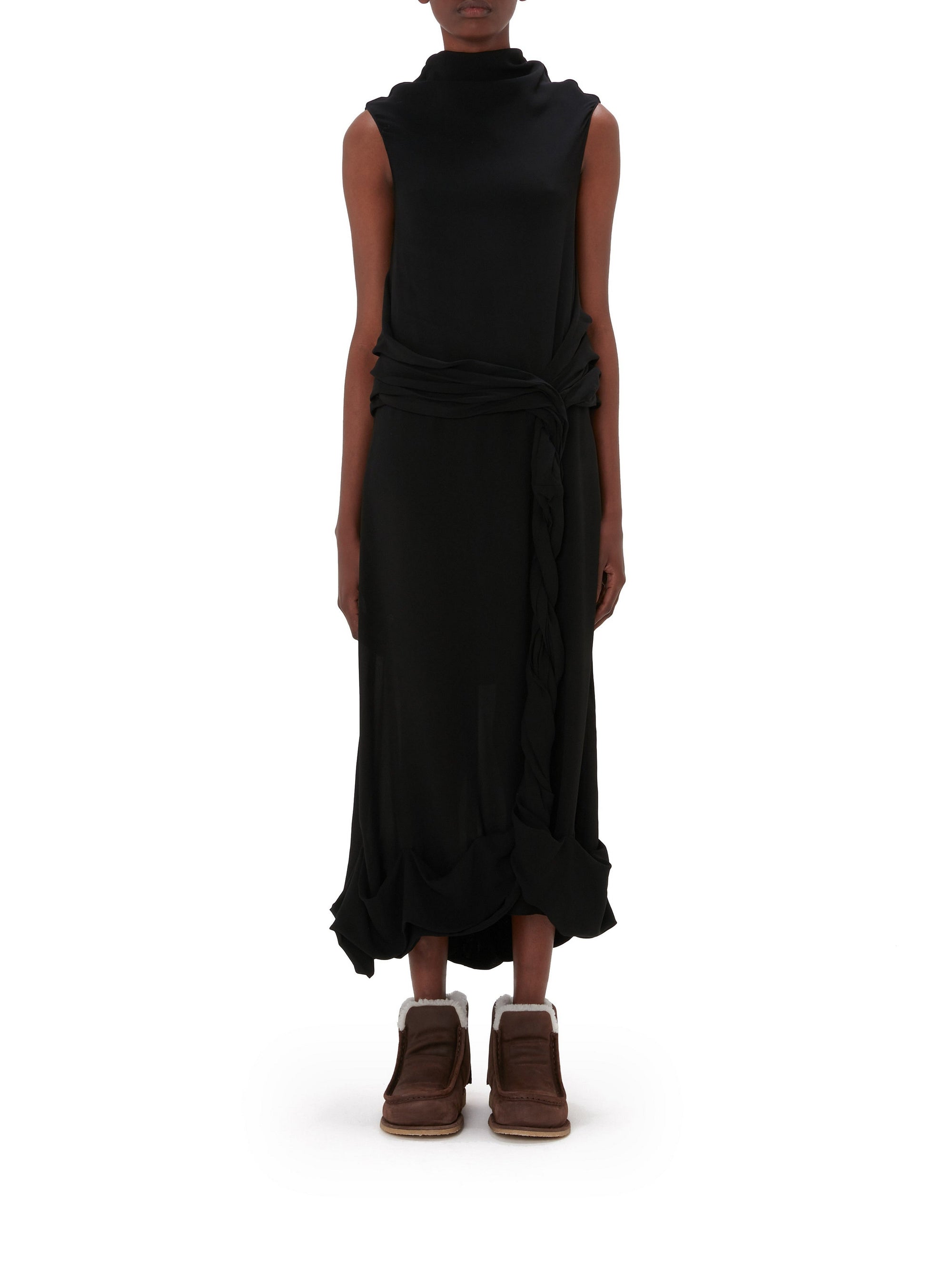 Robe sans manches drapée - Black