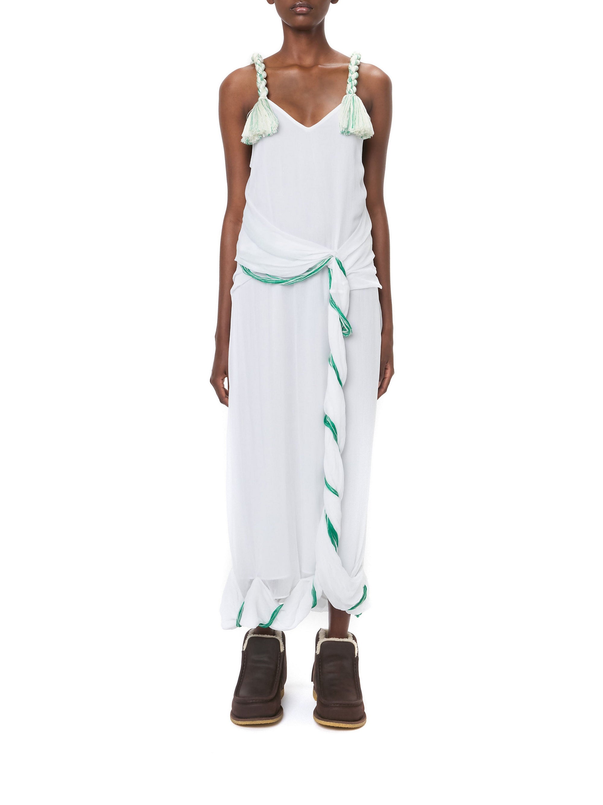 Robe torsadée à bretelles - Off White