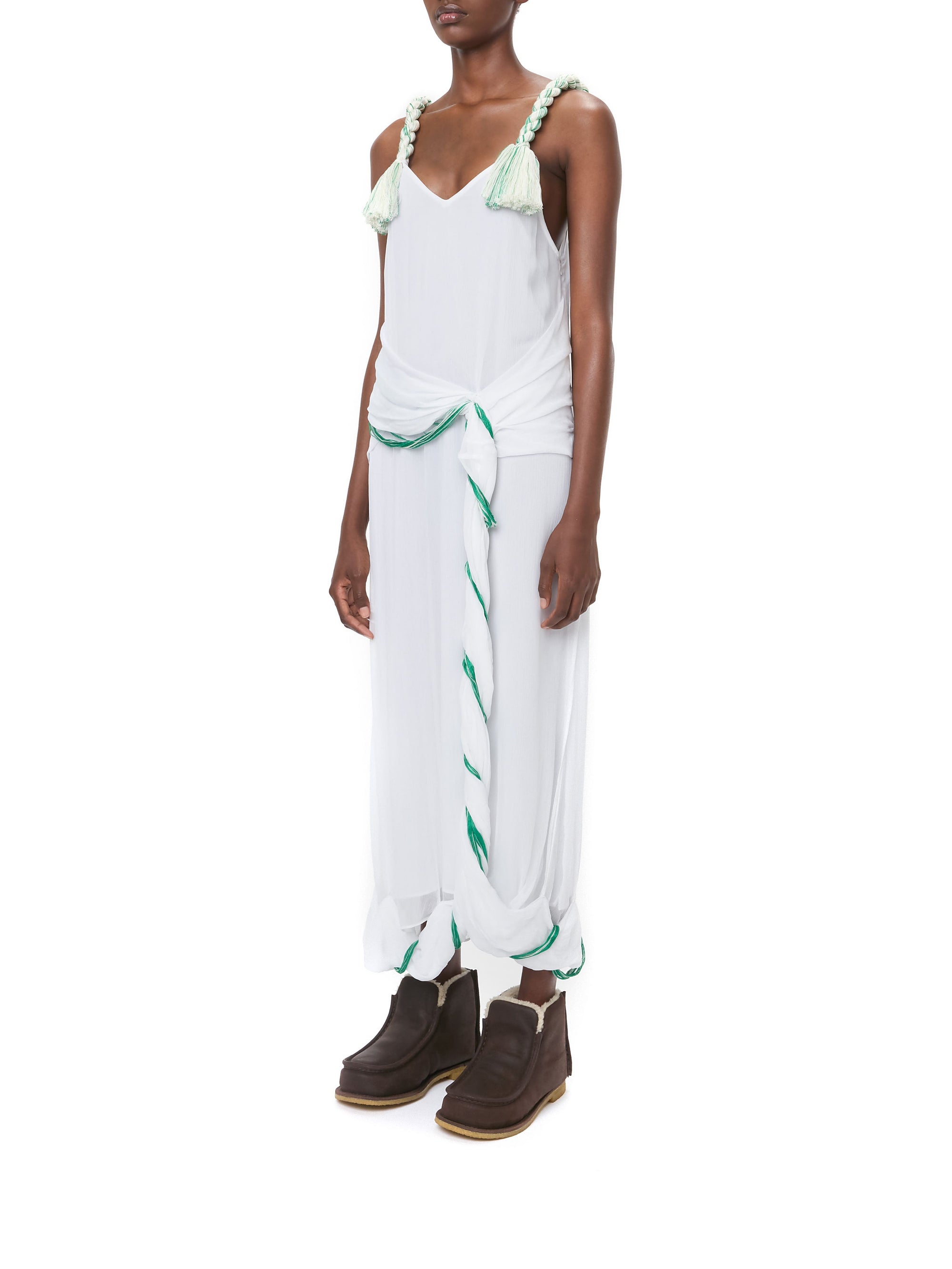 Robe torsadée à bretelles - Off White