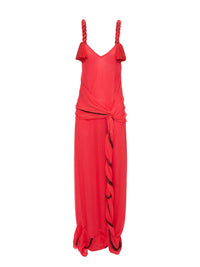 Robe longue torsadée à bretelles - Red
