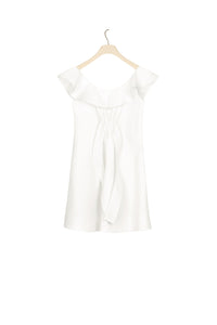 Robe à volants en coton chevronné - Perle
