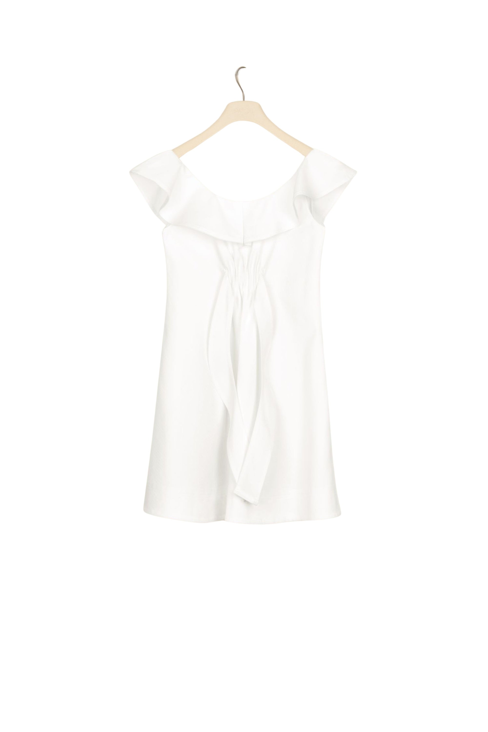 Robe à volants en coton chevronné - Perle