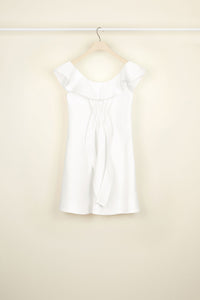Robe à volants en coton chevronné - Perle