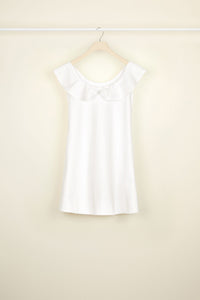 Robe à volants en coton chevronné - Perle