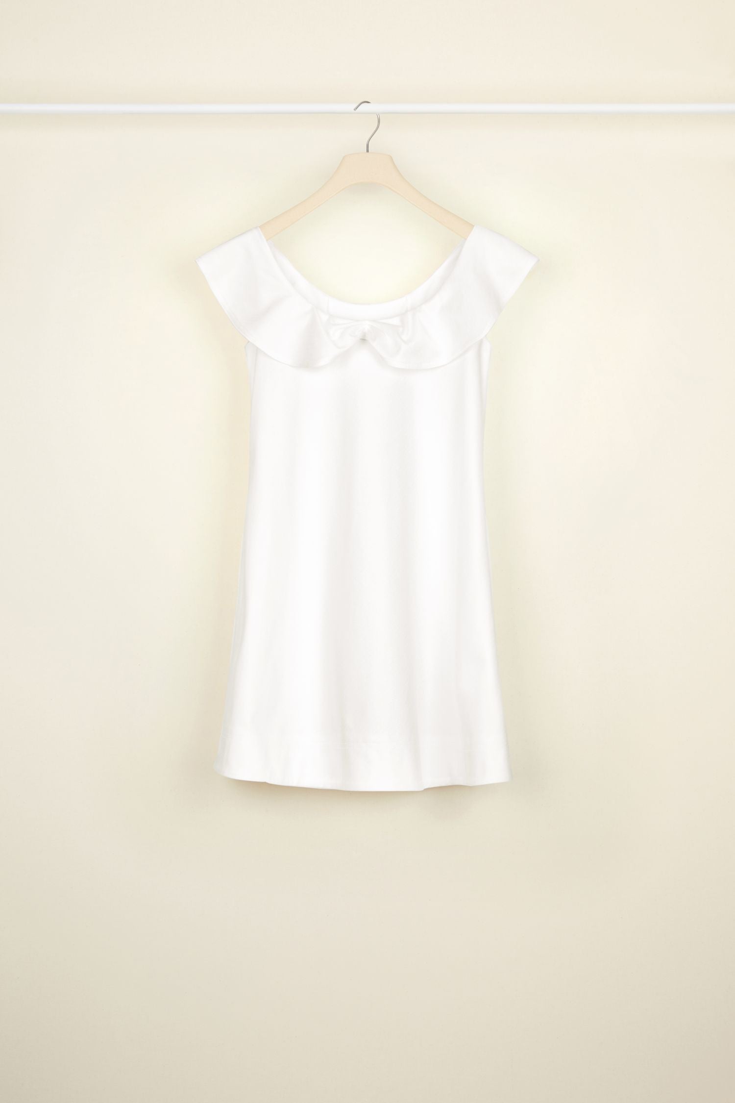 Robe à volants en coton chevronné - Perle