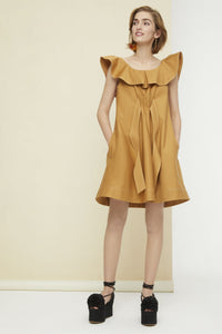 Robe à volants chevronné - Cuivre