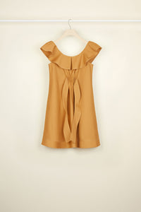 Robe à volants en coton chevronné - Cuivre