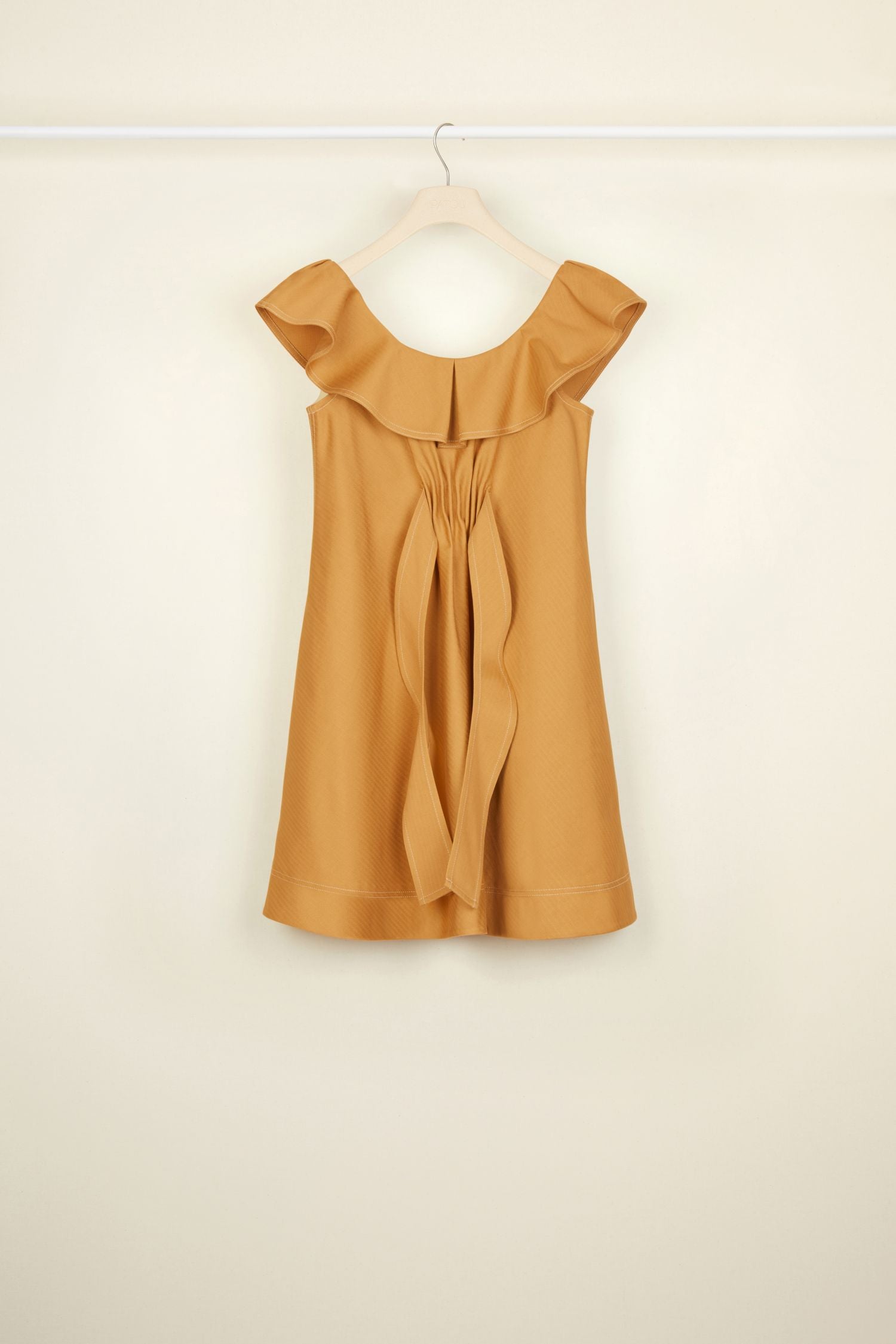 Robe à volants en coton chevronné - Cuivre