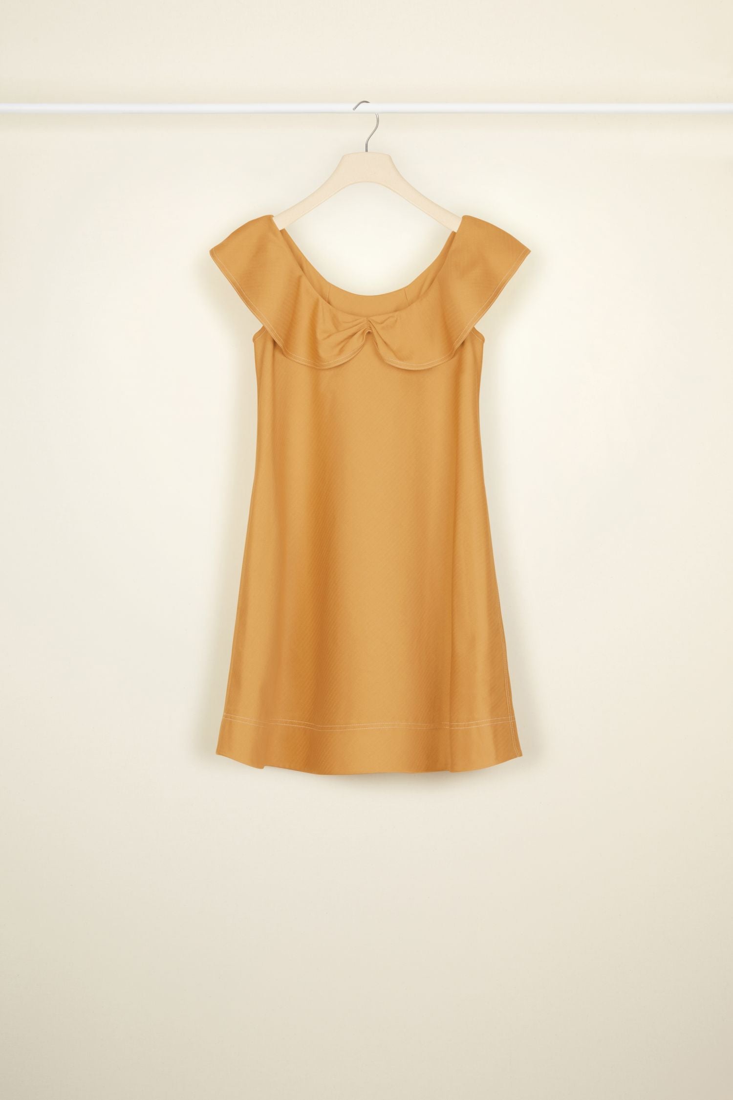 Robe à volants en coton chevronné - Cuivre